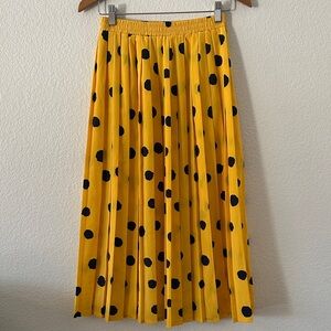 VINTAGE Russ Yellow Polka Dot Pleated Skirt sz 8